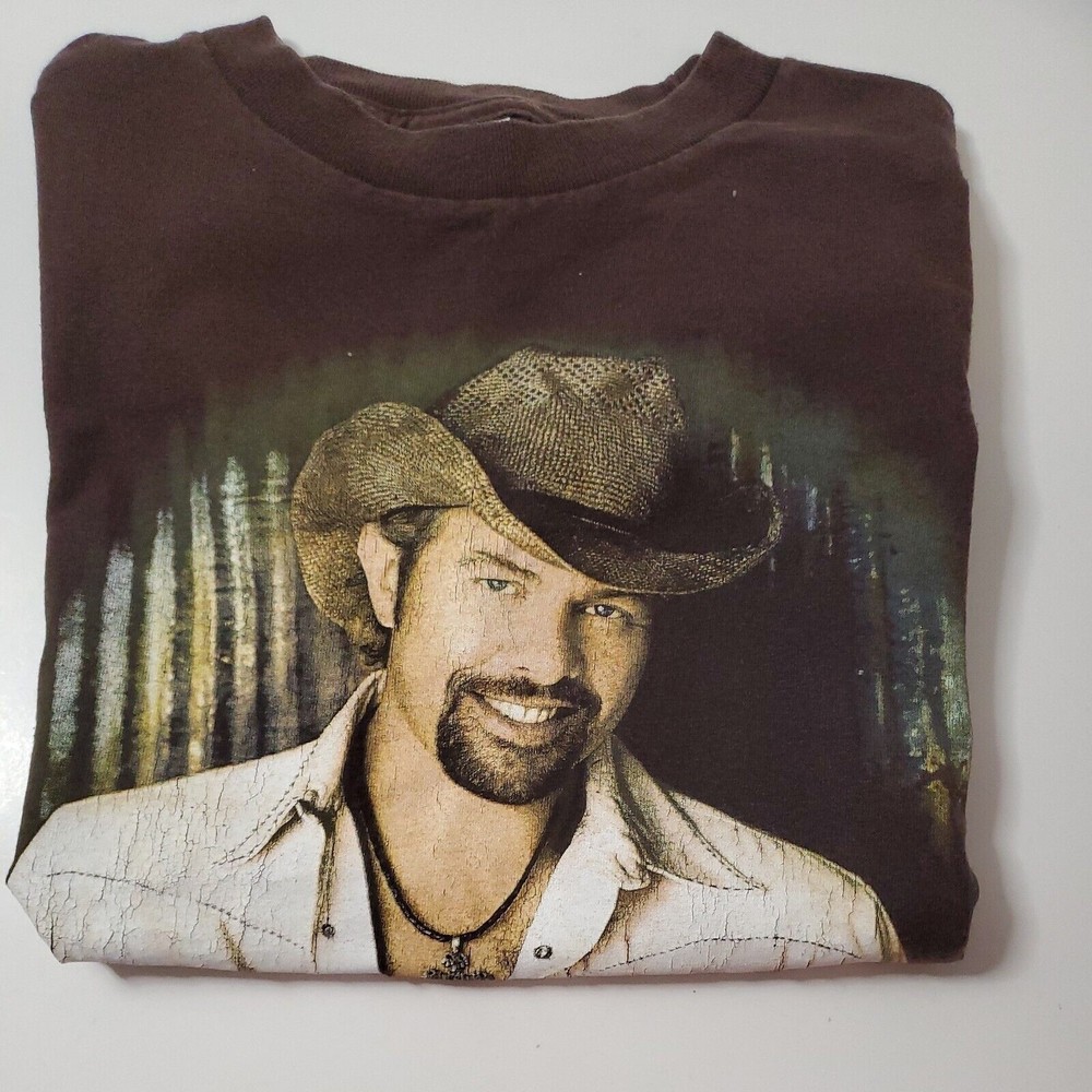 Toby Keith Hookin’ Up Hangin’ Out 2004 Tour Brown Concert T-Shirt Size M